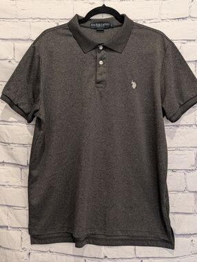 U.S. Polo Assn. Dark Gray Heather Polo Shirt Men's Size Large